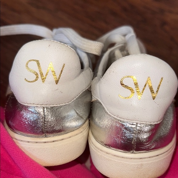 Stuart Weitzman Silver and White Women's Sneakers - Picture 6 of 14